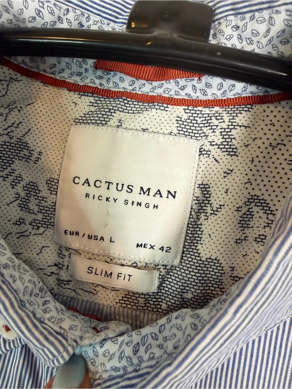Cactus Man Ricky Singh Slim Fit Men’s Button-Up, Size L - Picture 3 of 7